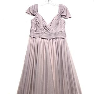 Kleinfeld Long Lace Bridesmaid Dress Womens 14 Zinc Cold Shoulder Bra Padded